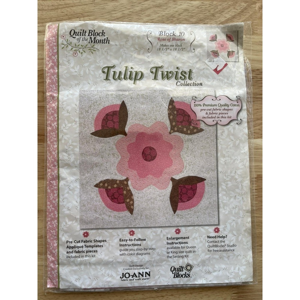 Jo-Ann Tulip Twist Block 10 Rose Of Sharon Kit Includes Pre-Cut Fabric